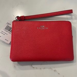 Coach Leather Corner Zip Wristlet Clutch